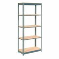 Global Industrial 5 Shelf, Boltless Shelving, Starter, 36inW x 18inD x 60inH, Wood Deck 255425